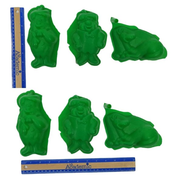 Vintage Flintstones Gelatin Cake Molds Fred Barney Rubble Dino Plastic Green - Picture 10 of 10